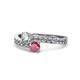 1 - Olena Diamond and Rhodolite Garnet with Side Diamonds Bypass Ring 