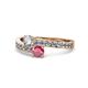 1 - Olena Diamond and Rhodolite Garnet with Side Diamonds Bypass Ring 