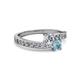 2 - Olena Diamond and Aquamarine with Side Diamonds Bypass Ring 