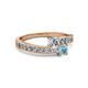 2 - Olena Diamond and Aquamarine with Side Diamonds Bypass Ring 