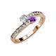 3 - Olena Diamond and Amethyst with Side Diamonds Bypass Ring 