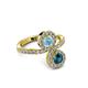 3 - Kevia Blue Diamond and Aquamarine with Side Diamonds Bypass Ring 