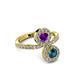 3 - Kevia Blue Diamond and Amethyst with Side Diamonds Bypass Ring 