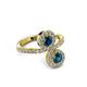 3 - Kevia Blue Diamond with Side White Diamonds Bypass Ring 