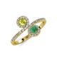 4 - Kevia Yellow Diamond and Emerald with Side Diamonds Bypass Ring 