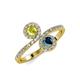 4 - Kevia Yellow and Blue Diamond with Side Diamonds Bypass Ring 