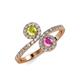 4 - Kevia Yellow Diamond and Pink Sapphire with Side Diamonds Bypass Ring 