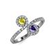 4 - Kevia Yellow Diamond and Iolite with Side Diamonds Bypass Ring 