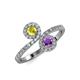4 - Kevia Yellow Diamond and Amethyst with Side Diamonds Bypass Ring 