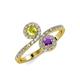4 - Kevia Yellow Diamond and Amethyst with Side Diamonds Bypass Ring 