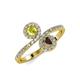 4 - Kevia Yellow Diamond and Smoky Quartz with Side Diamonds Bypass Ring 