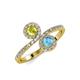4 - Kevia Yellow Diamond and Blue Topaz with Side Diamonds Bypass Ring 