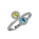 4 - Kevia Yellow Diamond and London Blue Topaz with Side Diamonds Bypass Ring 