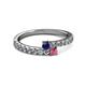 2 - Delise 3.40mm Round Blue Sapphire and Rhodolite Garnet with Side Diamonds Bypass Ring 