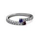 2 - Delise 3.40mm Round Blue Sapphire and Red Garnet with Side Diamonds Bypass Ring 