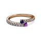 2 - Delise 3.40mm Round Blue Sapphire and Amethyst with Side Diamonds Bypass Ring 