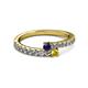 2 - Delise 3.40mm Round Blue and Yellow Sapphire with Side Diamonds Bypass Ring 