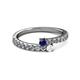 2 - Delise 3.40mm Round Blue and White Sapphire with Side Diamonds Bypass Ring 