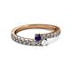 2 - Delise 3.40mm Round Blue and White Sapphire with Side Diamonds Bypass Ring 