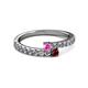 2 - Delise 3.40mm Round Pink Sapphire and Ruby with Side Diamonds Bypass Ring 