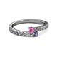 2 - Delise 3.40mm Round Pink Sapphire and Iolite with Side Diamonds Bypass Ring 