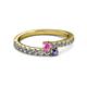 2 - Delise 3.40mm Round Pink Sapphire and Iolite with Side Diamonds Bypass Ring 