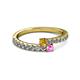 2 - Delise 3.40mm Round Citrine and Pink Sapphire with Side Diamonds Bypass Ring 
