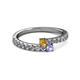 2 - Delise 3.40mm Round Citrine and Tanzanite with Side Diamonds Bypass Ring 