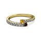 2 - Delise 3.40mm Round Citrine and Red Garnet with Side Diamonds Bypass Ring 