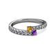 2 - Delise 3.40mm Round Citrine and Amethyst with Side Diamonds Bypass Ring 