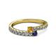 2 - Delise 3.40mm Round Citrine and Blue Sapphire with Side Diamonds Bypass Ring 