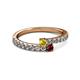 2 - Delise 3.40mm Round Yellow Sapphire and Ruby with Side Diamonds Bypass Ring 