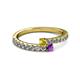 2 - Delise 3.40mm Round Yellow Sapphire and Amethyst with Side Diamonds Bypass Ring 