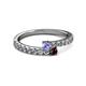 2 - Delise 3.40mm Round Tanzanite and Red Garnet with Side Diamonds Bypass Ring 
