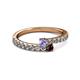 2 - Delise 3.40mm Round Tanzanite and Red Garnet with Side Diamonds Bypass Ring 