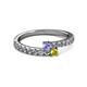 2 - Delise 3.40mm Round Tanzanite and Yellow Sapphire with Side Diamonds Bypass Ring 