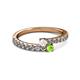 2 - Delise 3.40mm Round White Sapphire and Peridot with Side Diamonds Bypass Ring 