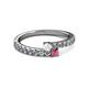 2 - Delise 3.40mm Round White Sapphire and Rhodolite Garnet with Side Diamonds Bypass Ring 