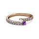 2 - Delise 3.40mm Round White Sapphire and Amethyst with Side Diamonds Bypass Ring 