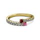 2 - Delise 3.40mm Round Ruby and Rhodolite Garnet with Side Diamonds Bypass Ring 
