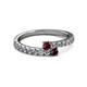 2 - Delise 3.40mm Round Ruby and Red Garnet with Side Diamonds Bypass Ring 