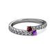 2 - Delise 3.40mm Round Ruby and Amethyst with Side Diamonds Bypass Ring 