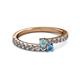 2 - Delise 3.40mm Round Aquamarine and Blue Topaz with Side Diamonds Bypass Ring 