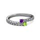 2 - Delise 3.40mm Round Amethyst and Peridot with Side Diamonds Bypass Ring 