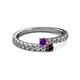 2 - Delise 3.40mm Round Amethyst and Red Garnet with Side Diamonds Bypass Ring 