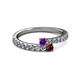 2 - Delise 3.40mm Round Amethyst and Ruby with Side Diamonds Bypass Ring 