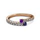 2 - Delise 3.40mm Round Amethyst and Blue Sapphire with Side Diamonds Bypass Ring 