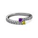 2 - Delise 3.40mm Round Amethyst and Yellow Sapphire with Side Diamonds Bypass Ring 