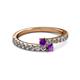 2 - Delise 3.40mm Round Amethyst with Side Diamonds Bypass Ring 