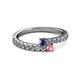 2 - Delise 3.40mm Round Iolite and Pink Tourmaline with Side Diamonds Bypass Ring 